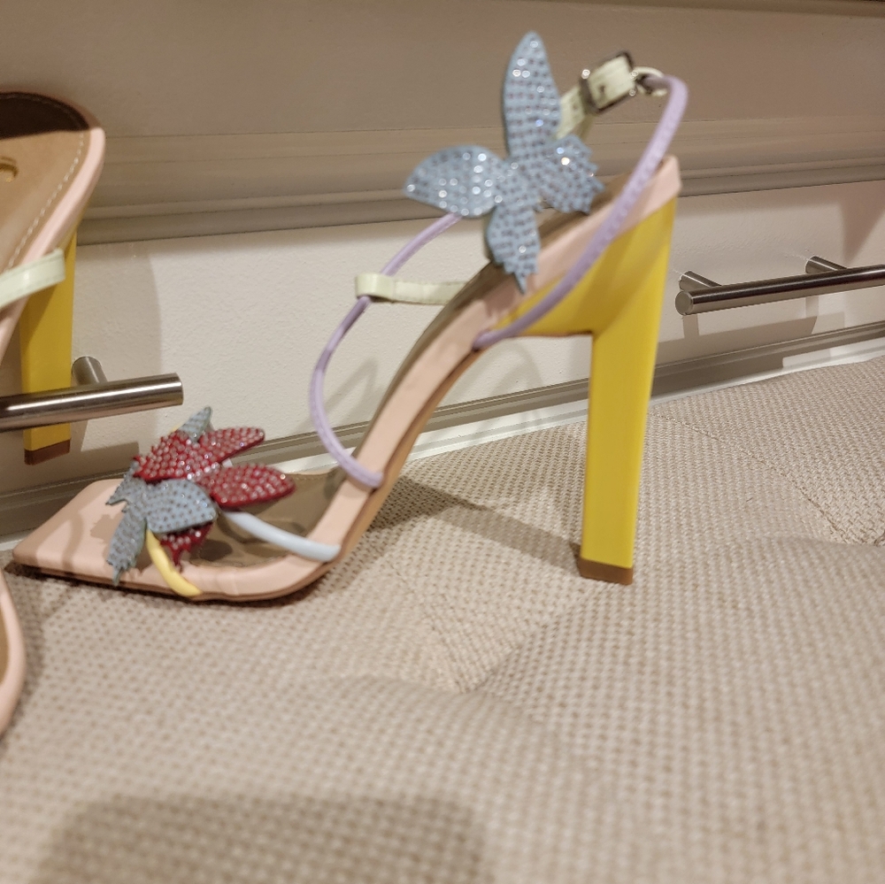 Colorblock Rhinestone Butterfly Heels Size 6.5 - Picture 2 of 4